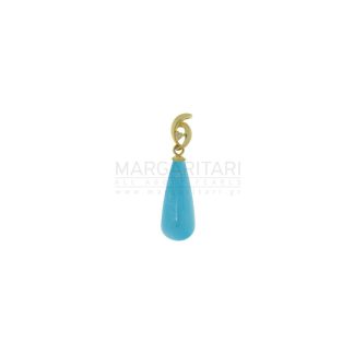 Μενταγιόν-Μ118572-Κ18 Χρυσό 8-20mm Drop Coral/Lapis/Turquoise και Διαμάντι