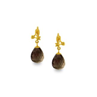 Χρυσά σκουλαρίκια με Smoked Quartz - M318658SQ