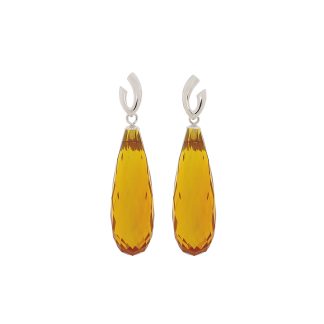 Σκουλαρίκι Κ18 Λευκόχρυσο με Citrine - M318700