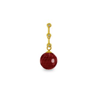 Μενταγιόν Κ18 χρυσό με Garnet και διαμάντια - M318464G