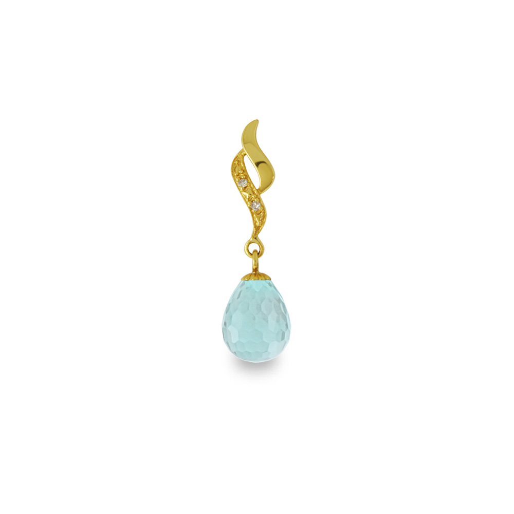 Μενταγιόν Κ 14 χρυσό με Aquamarine και διαμάντια - M318476AQ Μενταγιόν Κ 14 χρυσό με Aquamarine και διαμάντια - M318476AQ