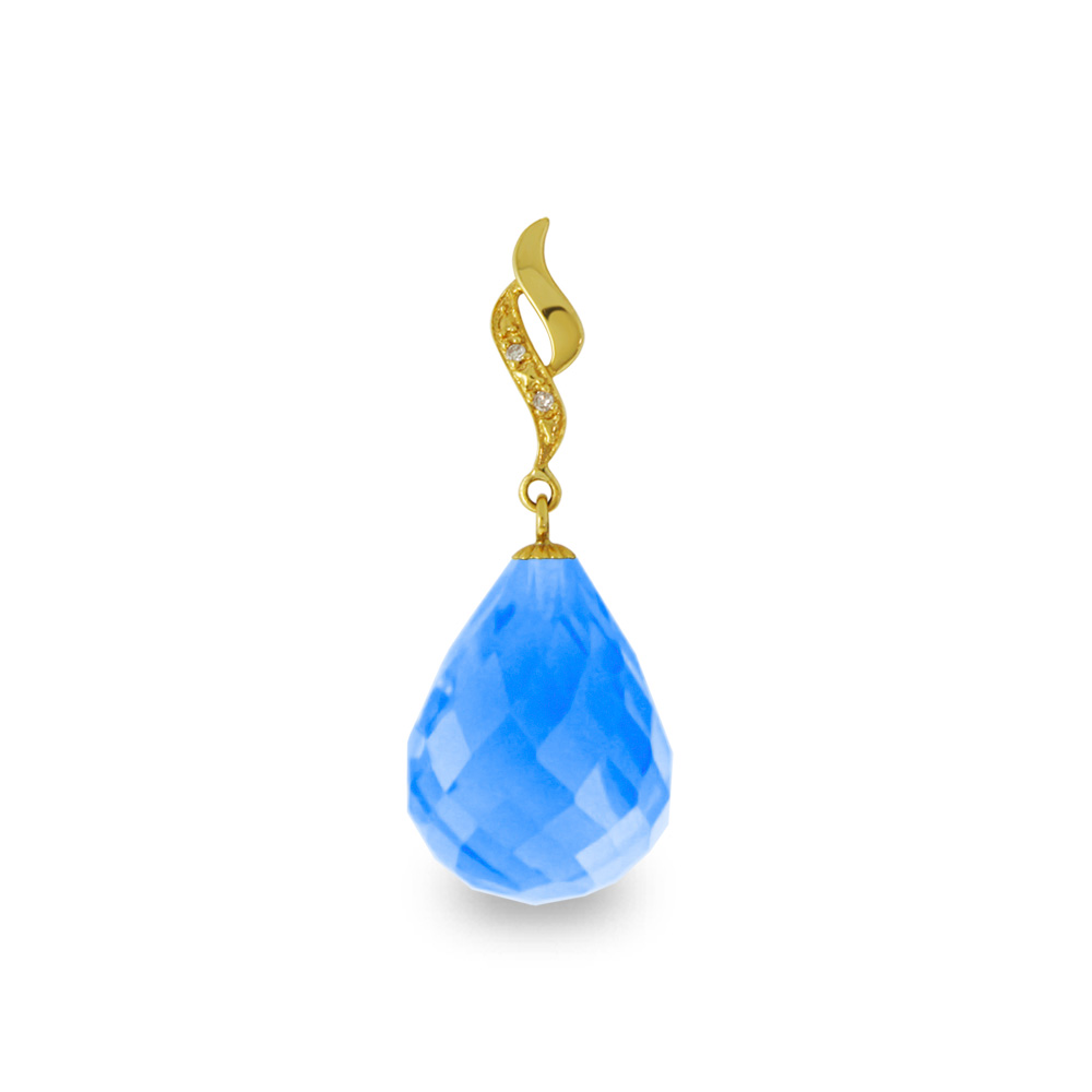 Χρυσό μενταγιόν με Blue Topaz και διαμάντια - M318501BT Χρυσό μενταγιόν με Blue Topaz και διαμάντια - M318501BT