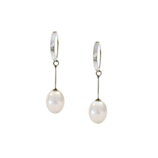 Σκουλαρίκια με λευκά μαργαριτάρια και διαμάντια σε λευκόχρυση βάση Κ18 - W314995