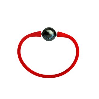Βραχιόλι με Shell Pearl 12 mm Red Elastic Silicon - R122358BBRC