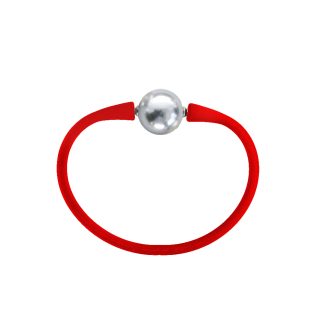 Βραχιόλι με Shell Pearl 12mm Red Elastic Silicon - R122358GBRC