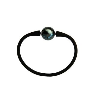 Βραχιόλι με Shell Pearl 14 mm Black Elastic Silicon - M122358BBRC