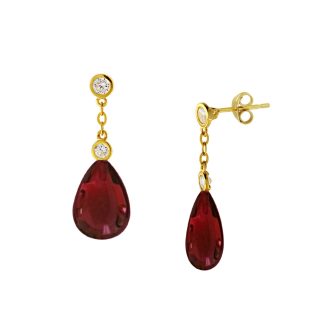 Σκουλαρίκια σε Κ14 χρυσή βάση με garnet - M123221G